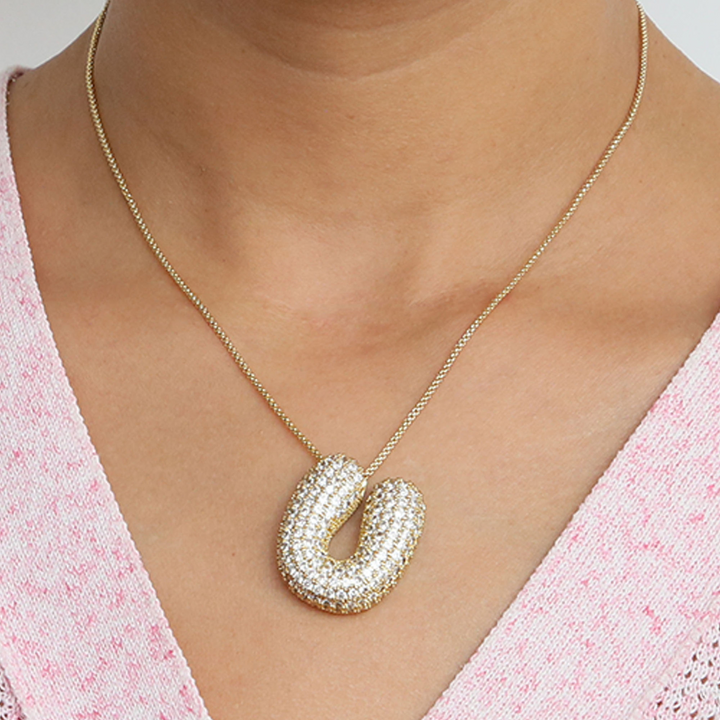 Skanto | Chunky Bubble Diamond Dazzle Initial Halskjeder