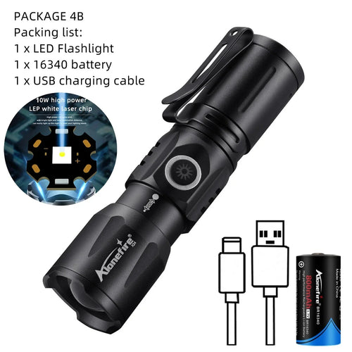 Skanto | Ultra Bright USB teleskopisk zoom lommelykt