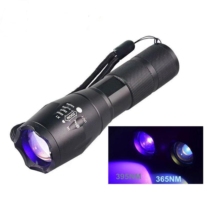 Skanto | IcoolGadget Ultrafiolett 365nM 395nM 4W Kraft LED Aluminium Zoom UV lommelykt lampe Svart lys Fakkel