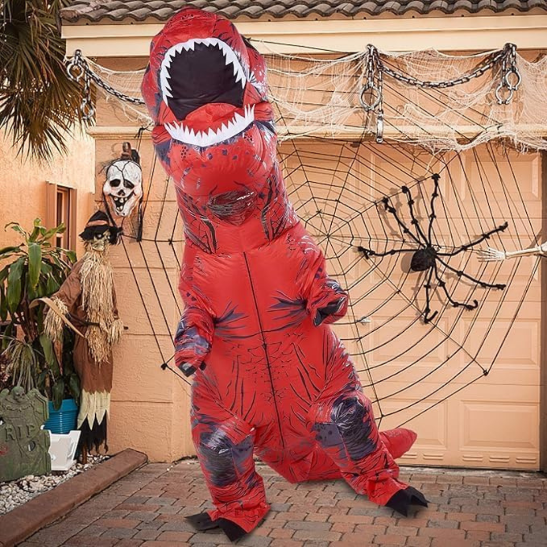 Skanto | DinoBlast Oppblåsbar T-Rex Kostyme – Gigantisk Unisex Utstyr