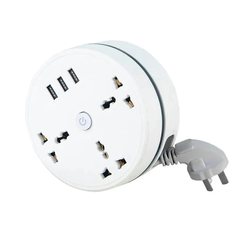 Universell strømskinne med forlengelseskabel og USB-porter
