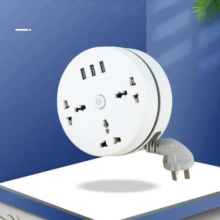 Universell strømskinne med forlengelseskabel og USB-porter