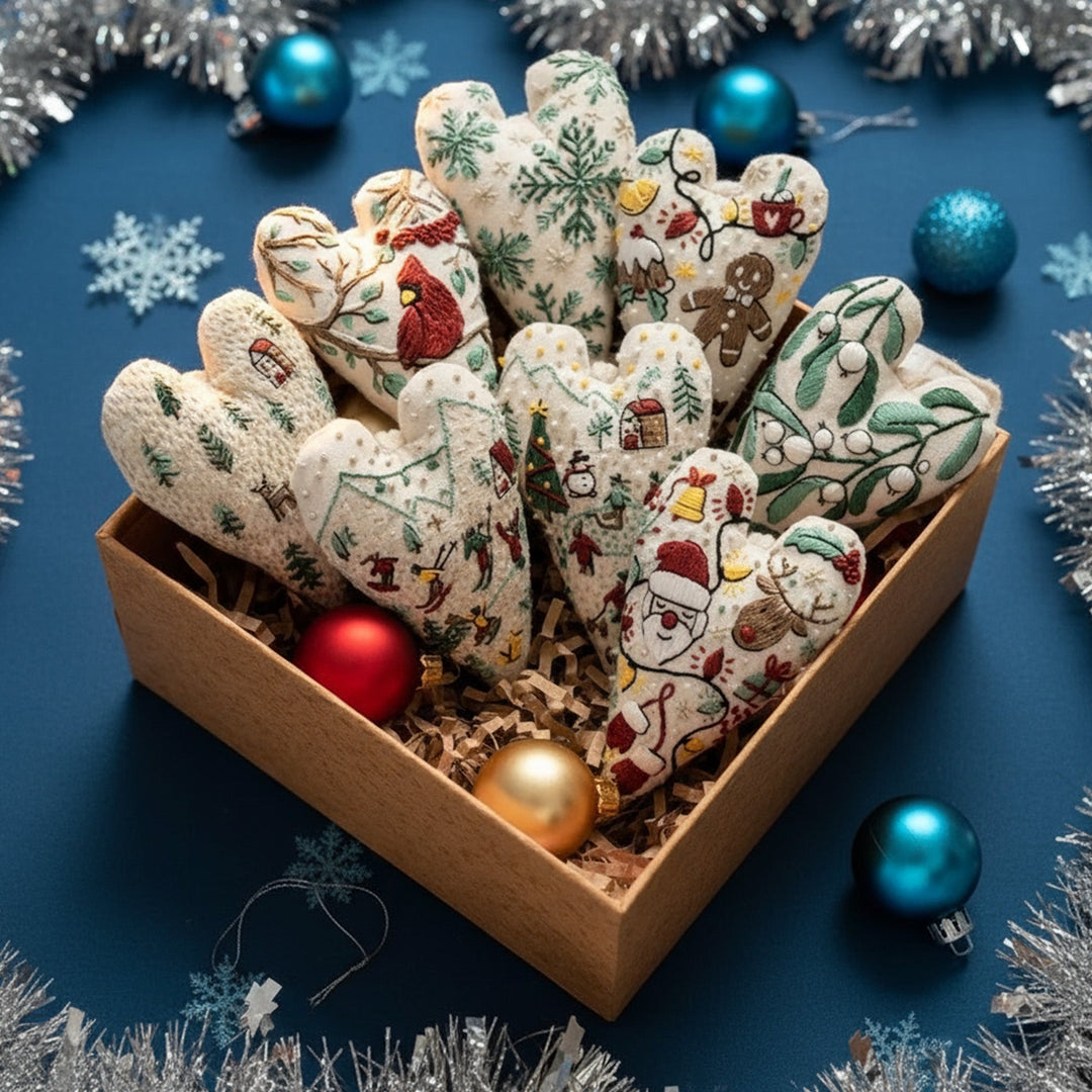 DIY Julepynt Sett – Hjerteformet Håndbroderi Håndverk Skanto