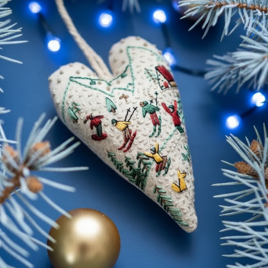 DIY Julepynt Sett – Hjerteformet Håndbroderi Håndverk Skanto