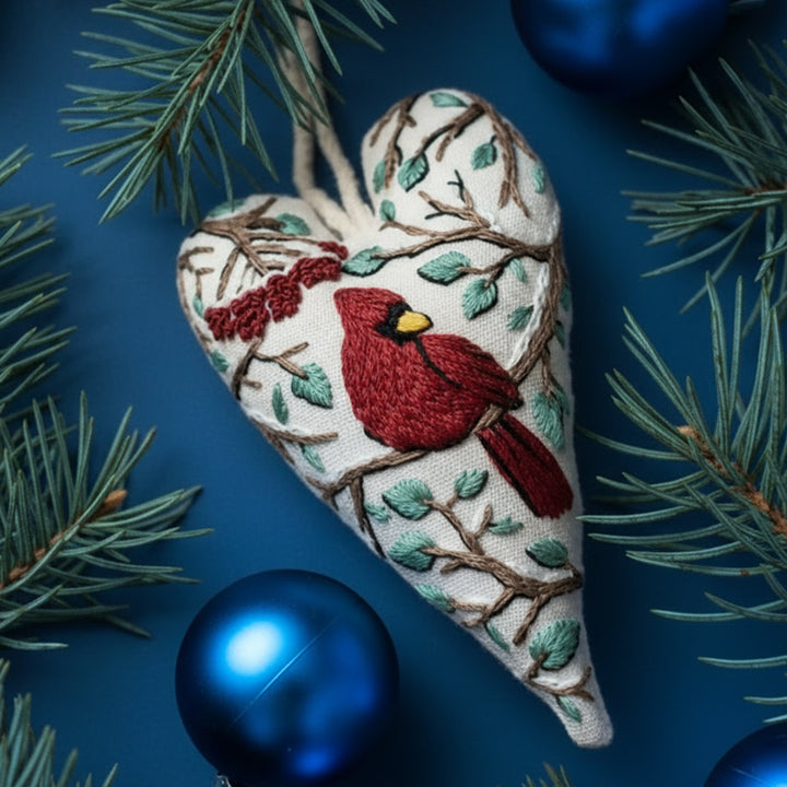 DIY Julepynt Sett – Hjerteformet Håndbroderi Håndverk Skanto