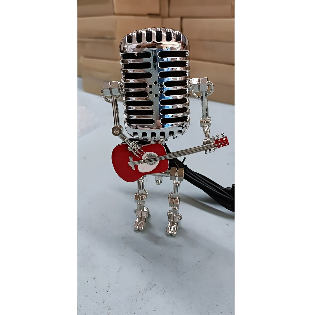 Robotlampe med gitar – LED-dekorasjon i vintagestil til skrivebordet