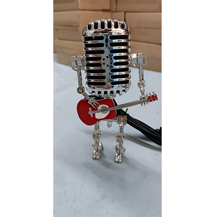 Robotlampe med gitar – LED-dekorasjon i vintagestil til skrivebordet