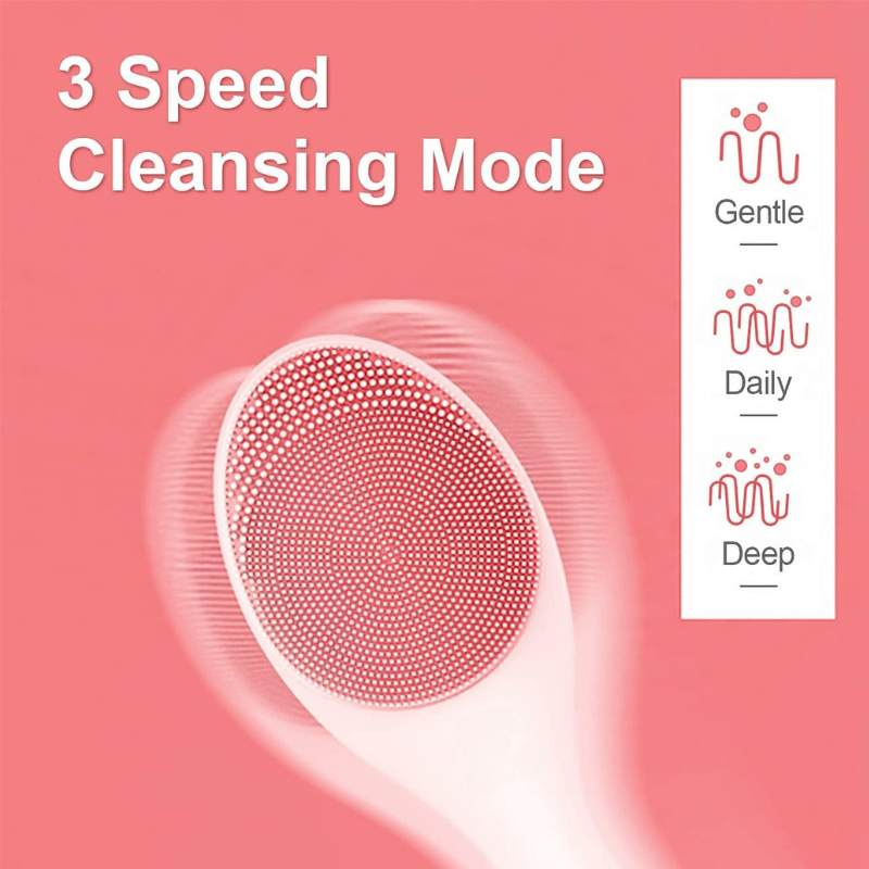 Norvo | Elektrisk ansiktsrens med LED-lys og 42 °C varme teknologi | Silikon hudpleieapparat med lydvibrasjon