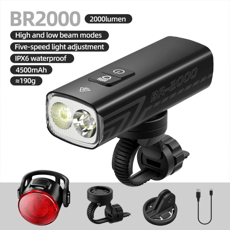 Skanto | Kraftig LED sykkellykt med 2000 lumen og IPX6 vanntettekking
