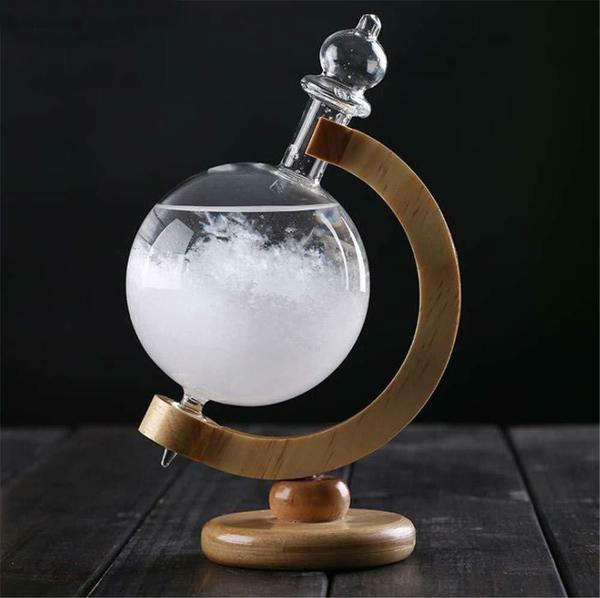 Skanto | Stormglass Værvarsel Flaske Krystall Skrivebord Barometer med Trebunn
