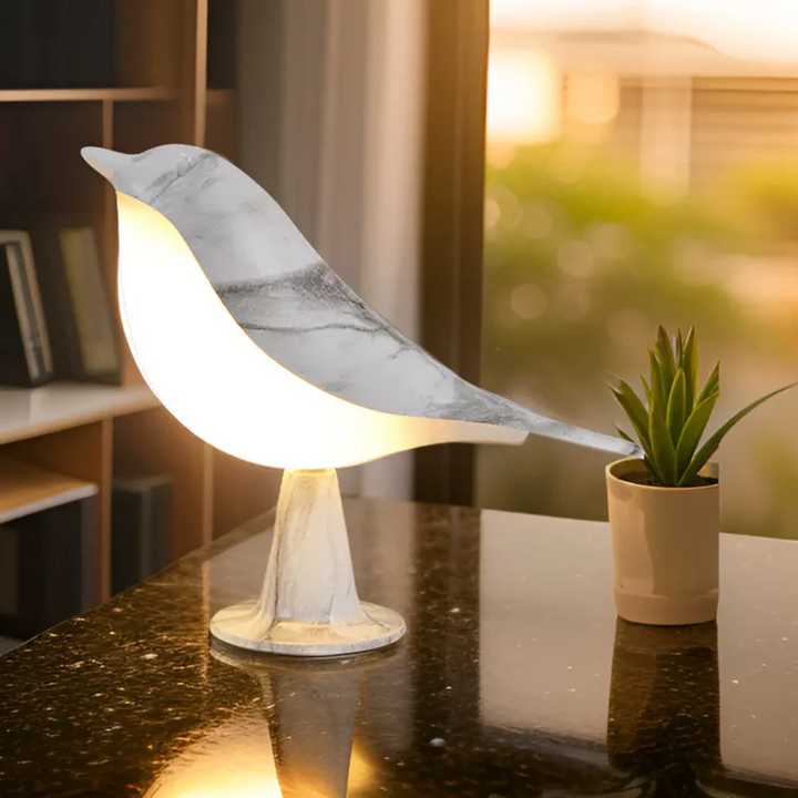 Skanto | Stilig LED fuglelampe med berøringskontroll og aromaterapi - FeatherGlow