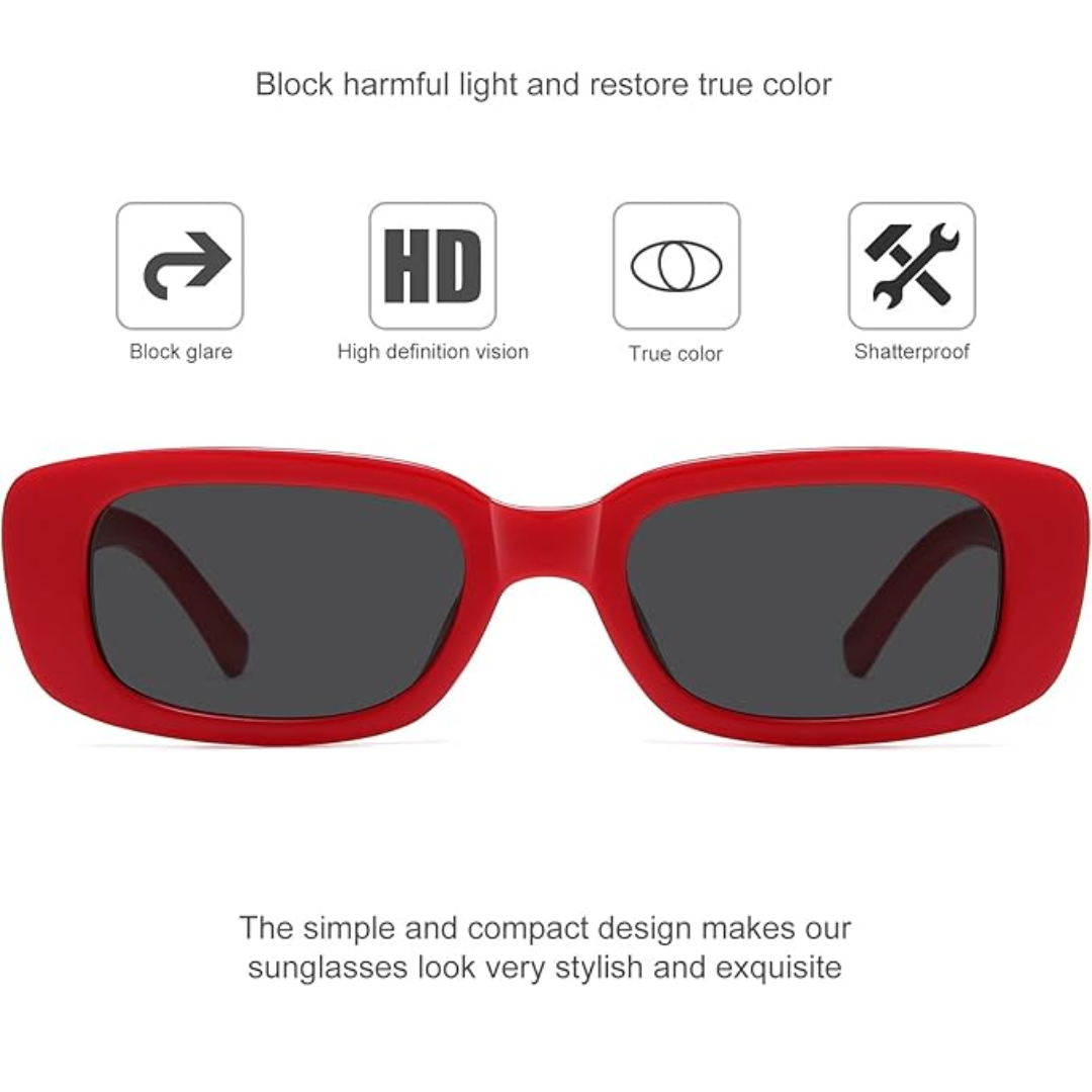 Retro Rectangular Y2K Sunglasses - Aria | Skanto