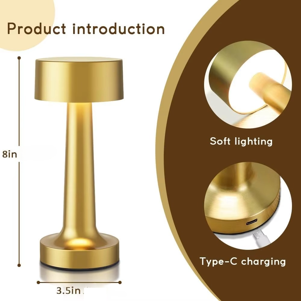 Skanto | Retro LED Berøringssensor Bordlampe - Oppladbar Nattlys for Hjemmet