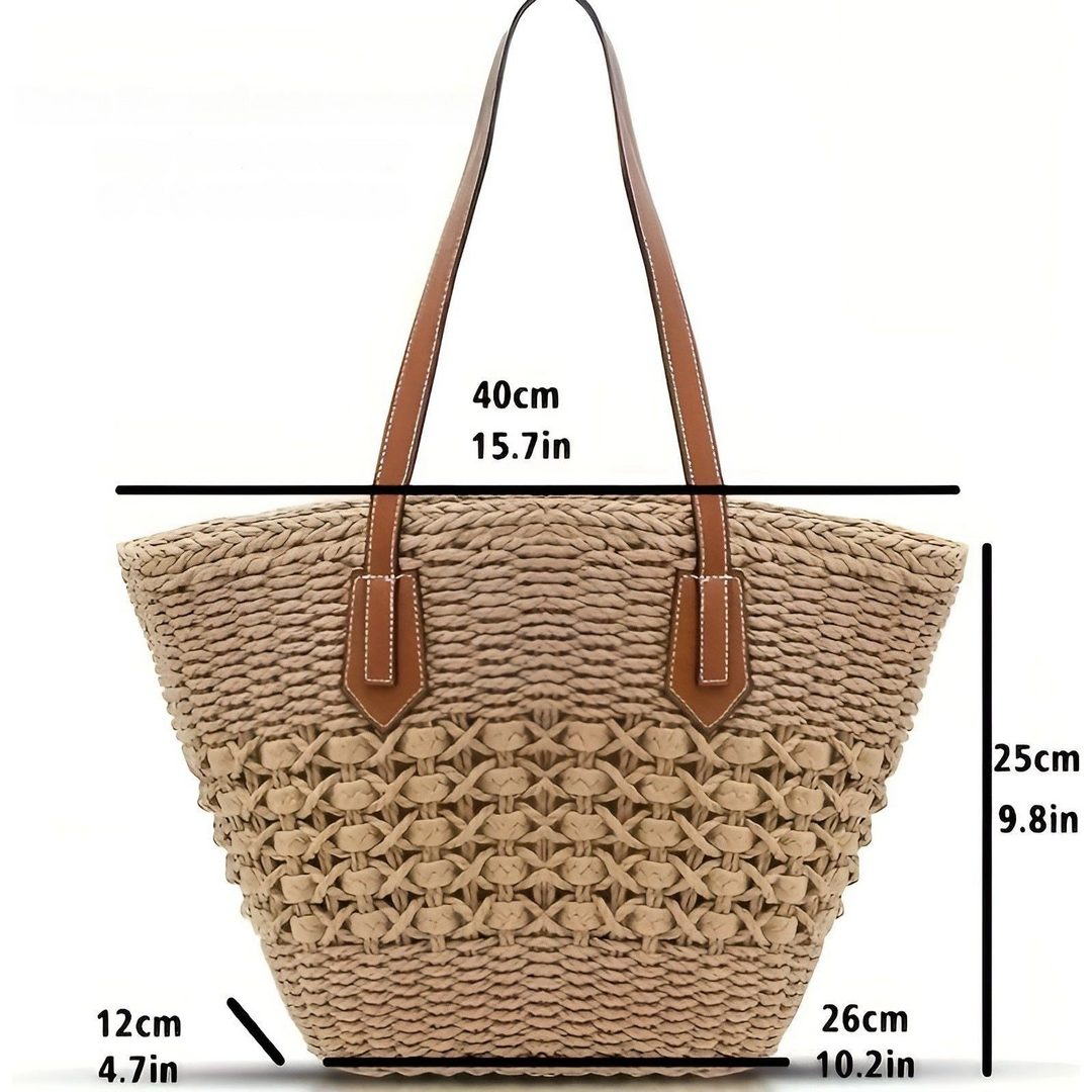 Strå strandveske – Stor kapasitet & lettvekt | Perfekt for shopping og ferie | Skanto