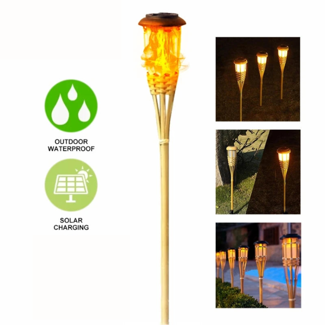 Skanto | Sollykt 5-delt sett | Flammeeffekt LED hagebelysning | Solcelledrevet | Dekorativt lys for utendørs