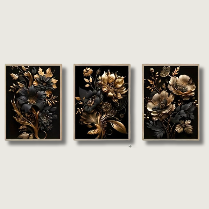 Skanto | LuxeBloom - Gylden Blomsterveggdekor