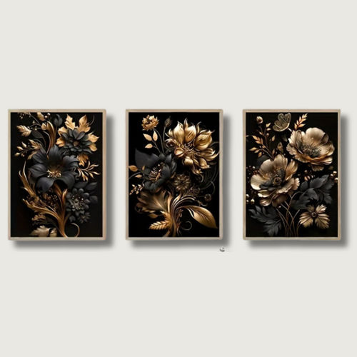 Skanto | LuxeBloom - Gylden Blomsterveggdekor