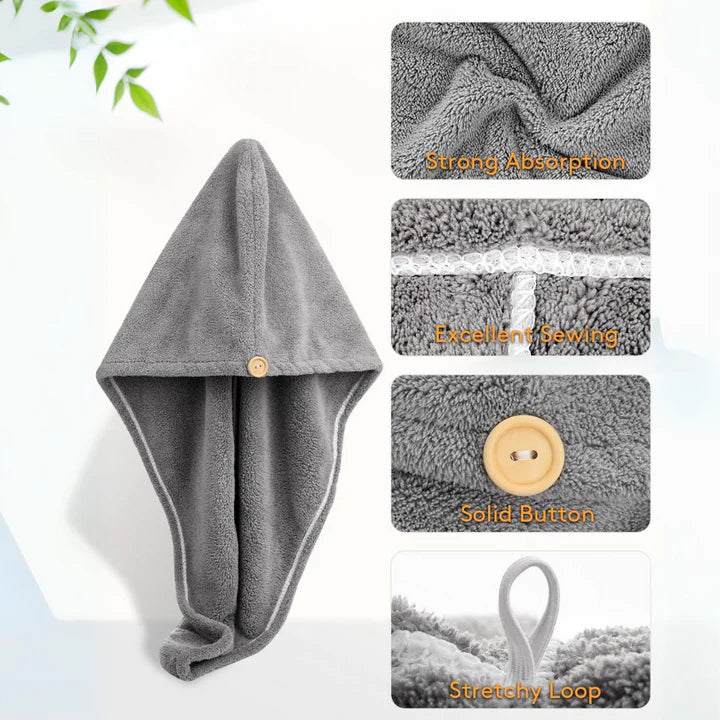 Skanto | Mikrofiber Hårhåndkle Sett | 3 Pakke for Rask Tørking
