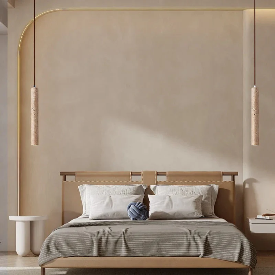 LumoLine – Wabi-Sabi Travertine LED Kandelaber Skanto