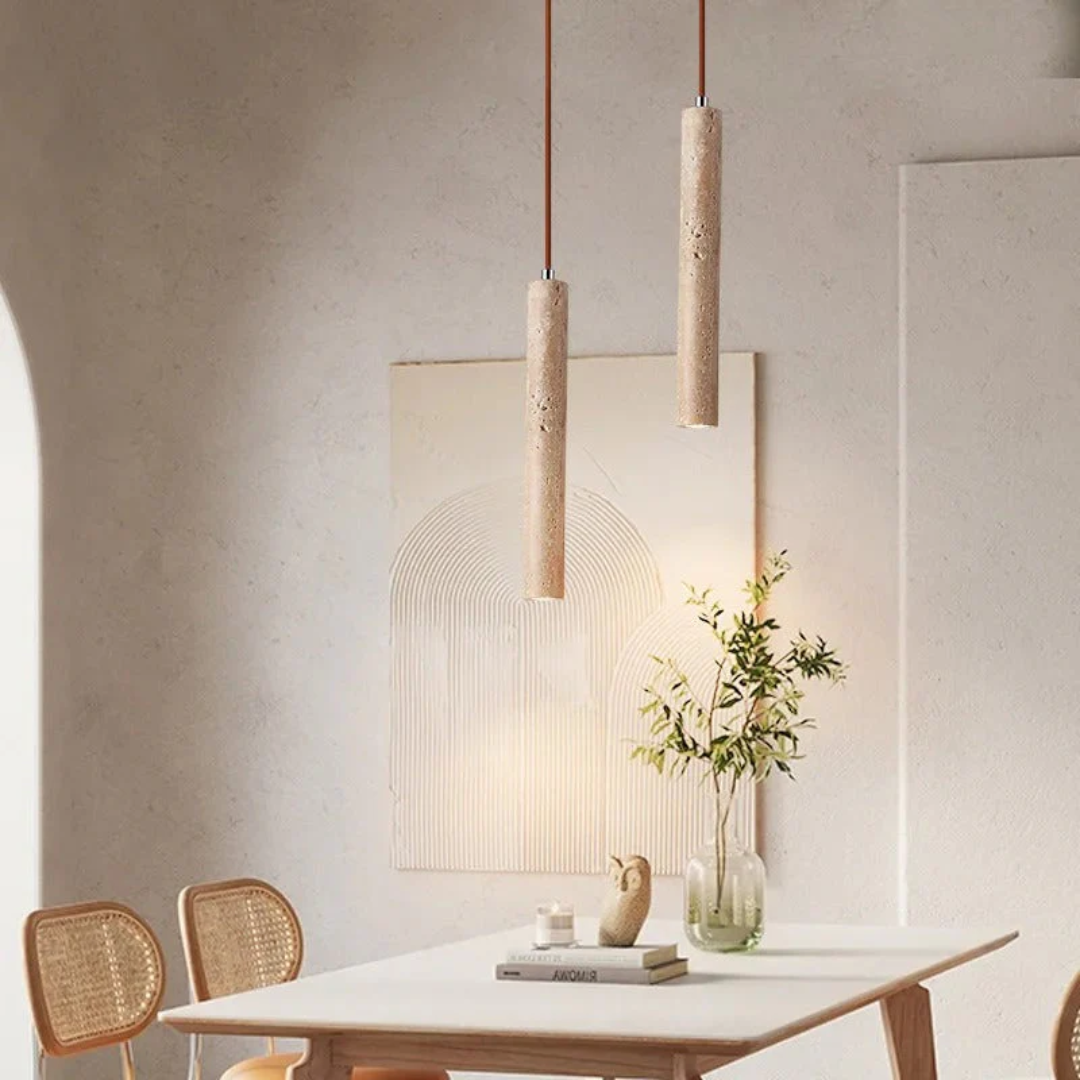 LumoLine – Wabi-Sabi Travertine LED Kandelaber Skanto