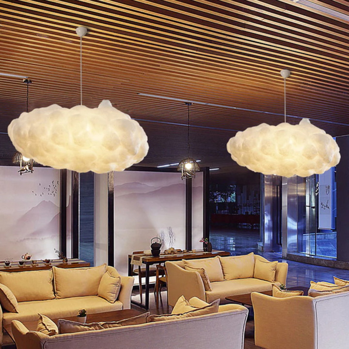 Designer Cloud LED Pendellampe Hvit PVC/Bomull - Nimbus | Skanto