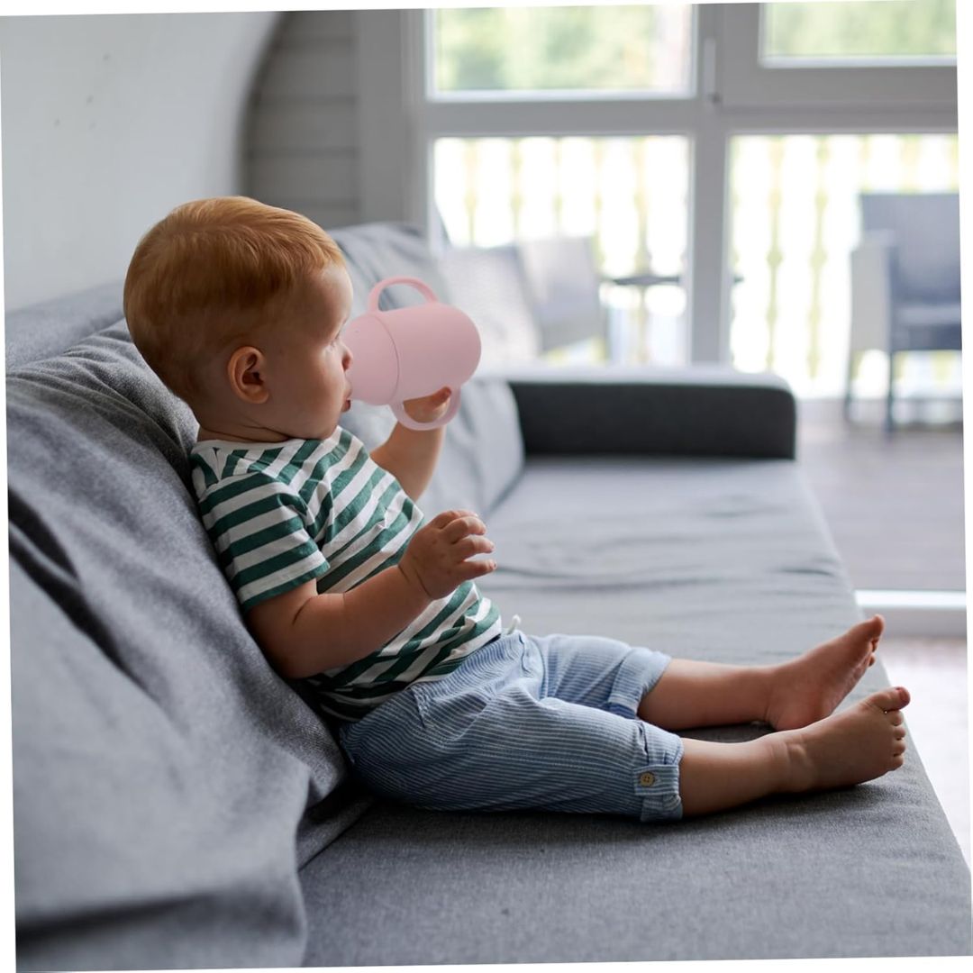 Norvo | Silikon Drikke Læring Kopp for Babyer – Lekkasjesikker Kopp med Håndtak og Sugrør