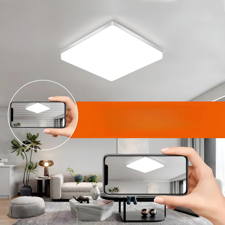 Firkantet LED Taklampe – Jevn, Behagelig Lys | Egnet for Stue & Bad | Skanto