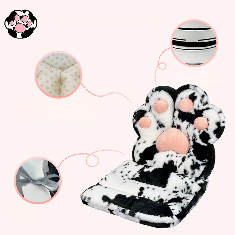 L-formet kattepfotpute – kosete og myk | Fluffy setepute for spillstoler og sofaer | Skanto
