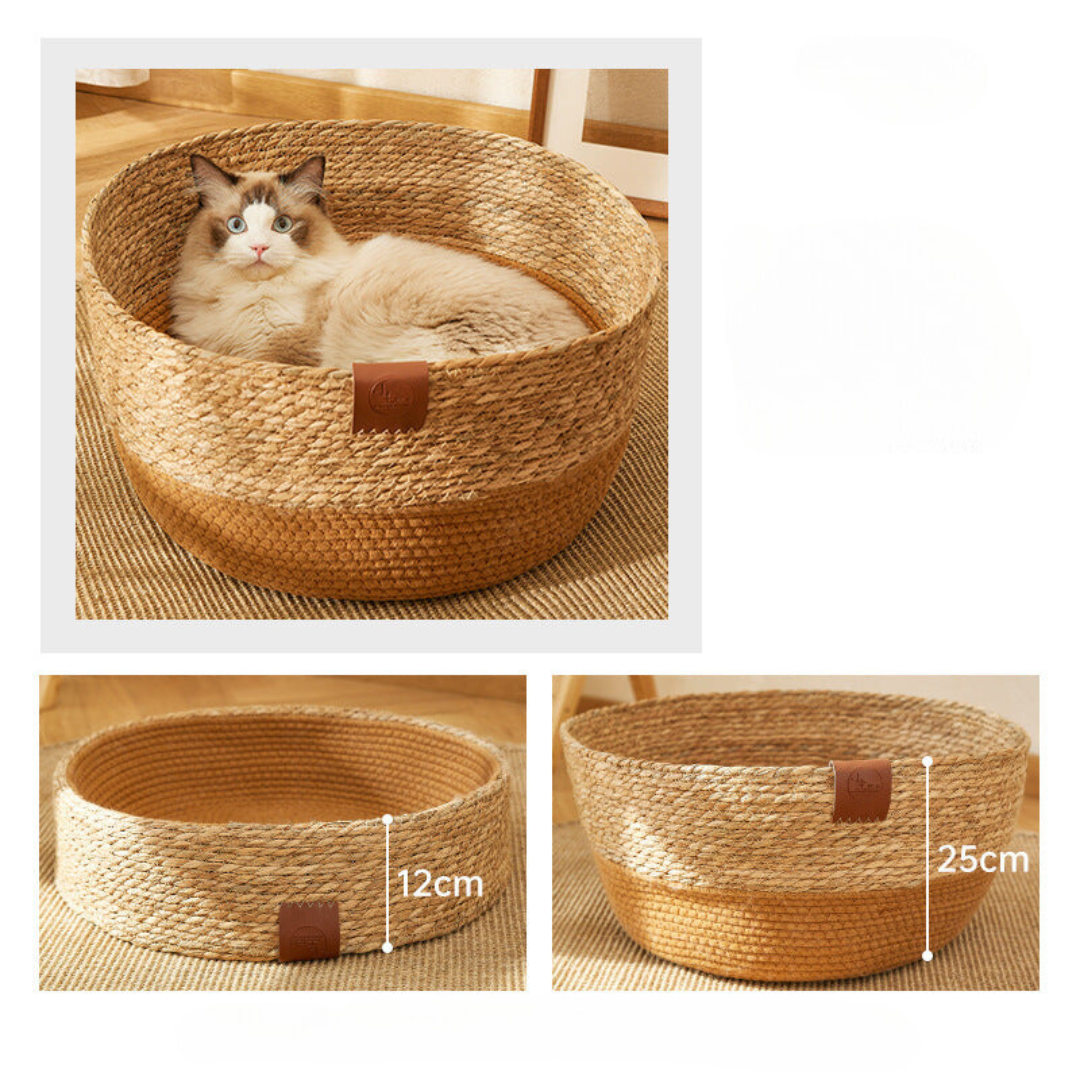 Håndvevd rattan katt klore seng Skanto