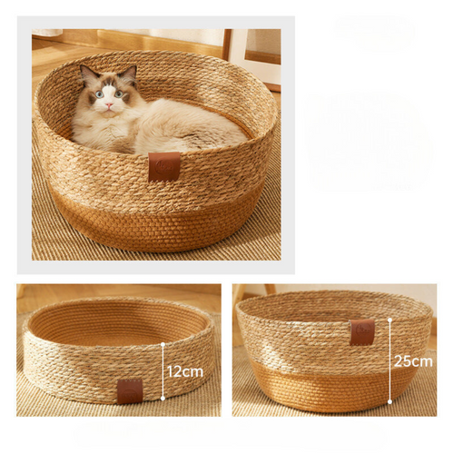 Håndvevd rattan katt klore seng Skanto