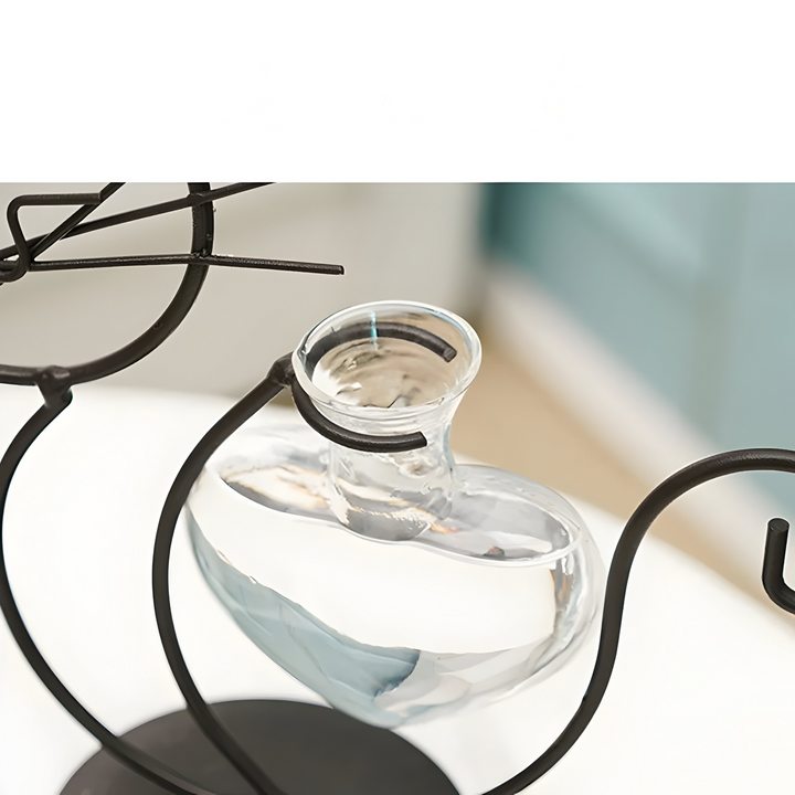 AquaPurr-vase – hydroponisk hjertevase i glass med katteformet holder