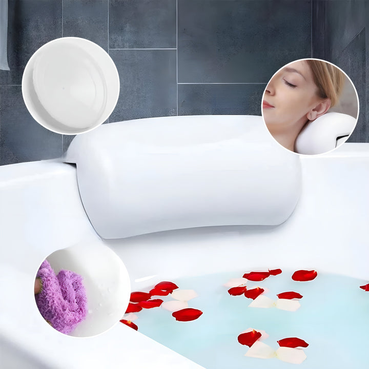Badekarputer – vanntette og sklisikre | Zacht hoofd- og rugkussen van traagschuim met zuignappen