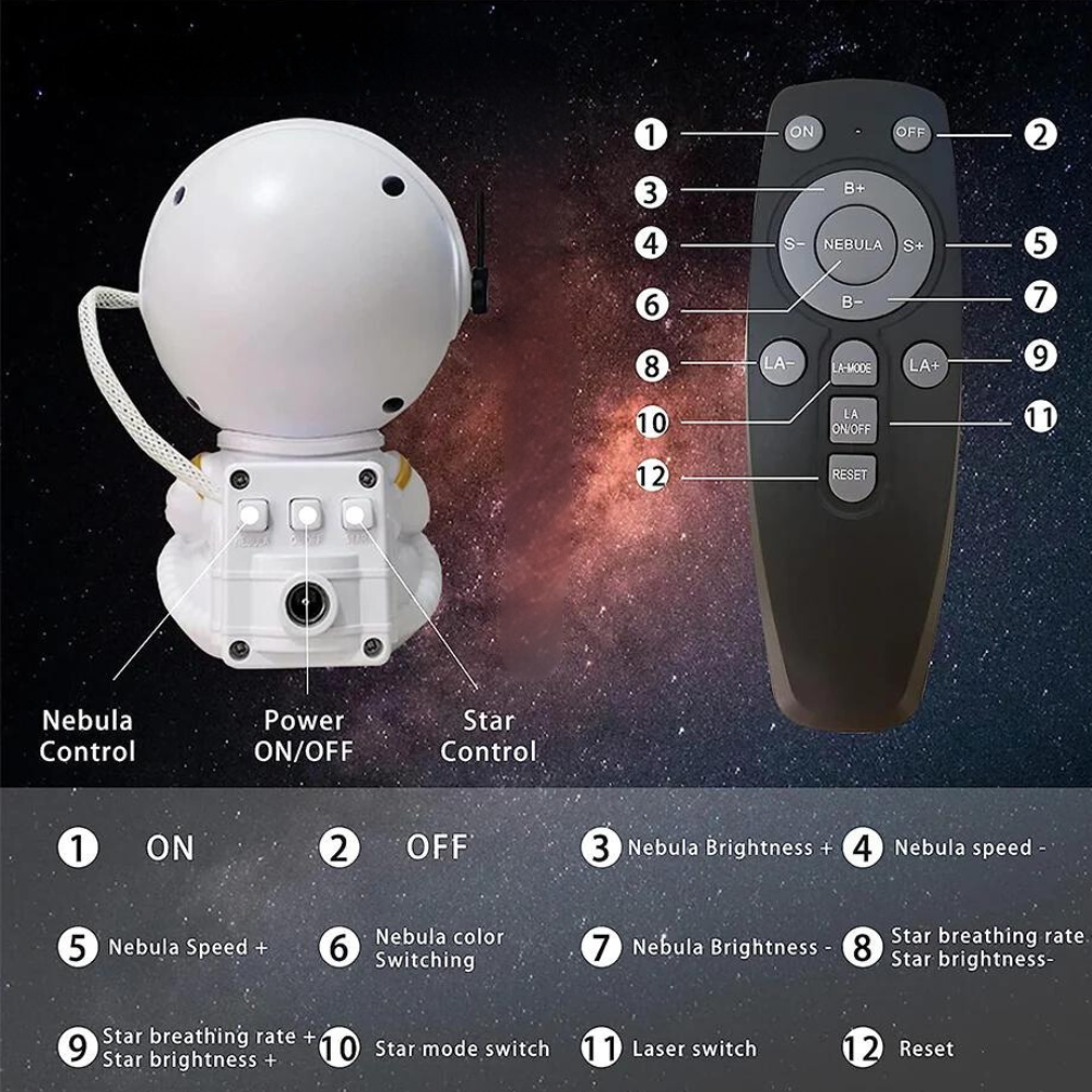 Skanto | Astronaut LED-projektor, Galakse, Stjerner, Himmel