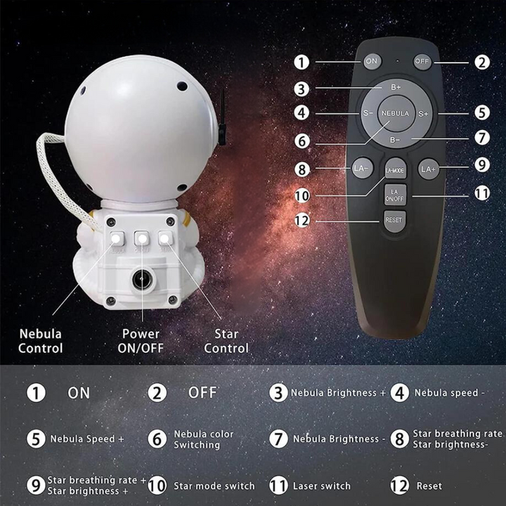 Skanto | Astronaut LED-projektor, Galakse, Stjerner, Himmel