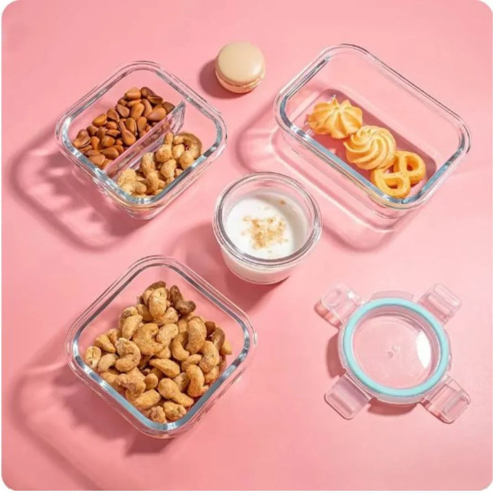 Skanto | Glass Fresh Storage Containers Set – Tett oppbevaringsbeholdere med lokk for kjøkken og måltidsforberedelse