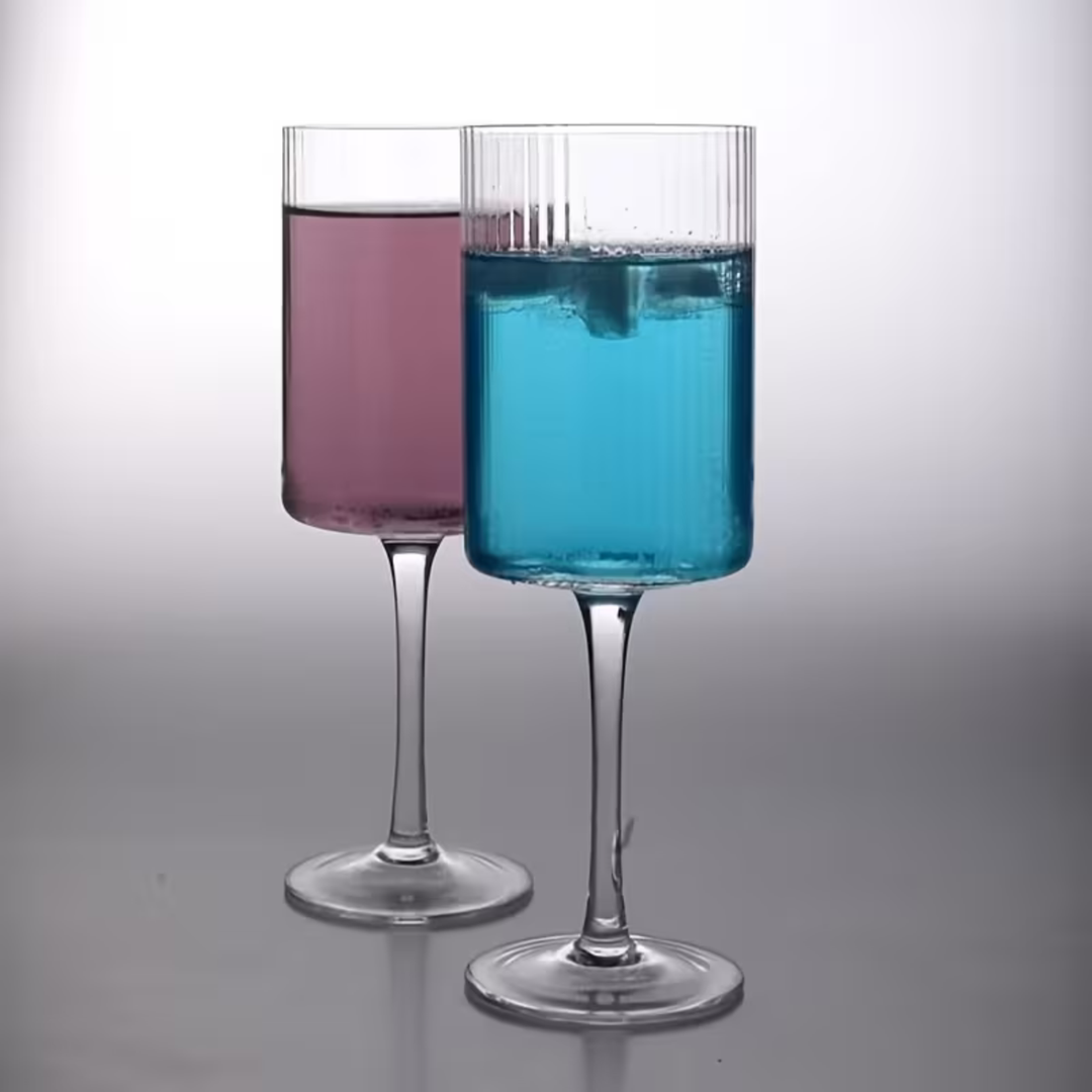 Krystallglass med vintage-riller – Gjennomsiktig og dekorativ | Elegant glass for hverdagsbruk og tabbouleh-kultur