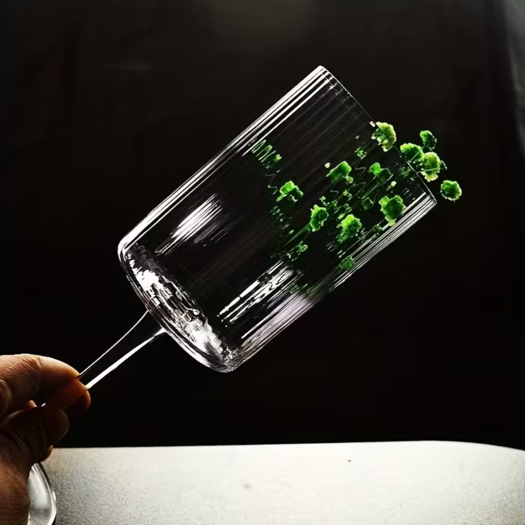 Krystallglass med vintage-riller – Gjennomsiktig og dekorativ | Elegant glass for hverdagsbruk og tabbouleh-kultur