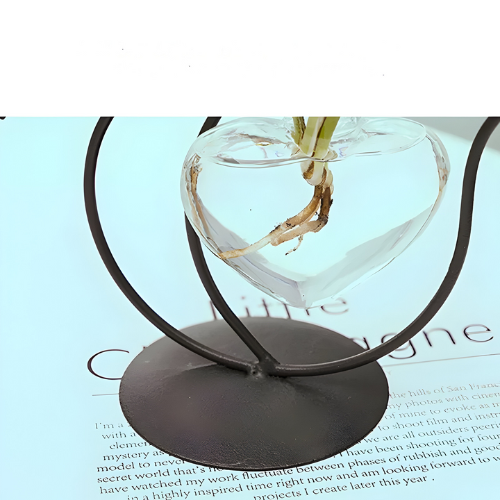 AquaPurr-vase – hydroponisk hjertevase i glass med katteformet holder