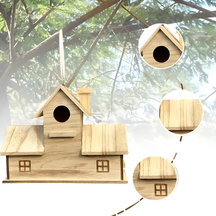 WoodlandBird Hus- Tre Hulls Hengefuglehus med 3-Hull | Skanto