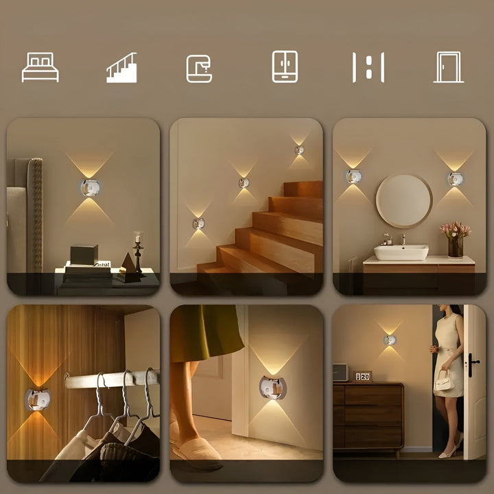 Vegglampe med bevegelsessensor – Dual LED lys Opp & Ned | Magnetisk & Bærbar | Skanto