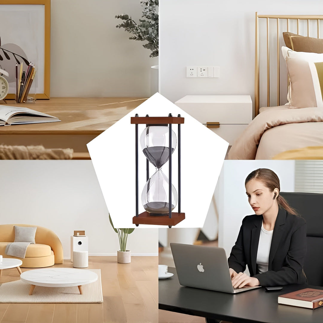 Gratis 60-minutters timeglass – Kreativt, dekorativt retrodesign i Skantoack | Metallramme med ripebestandig base