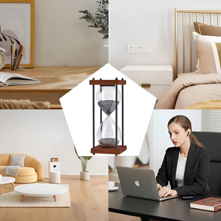 Gratis 60-minutters timeglass – Kreativt, dekorativt retrodesign i Skantoack | Metallramme med ripebestandig base