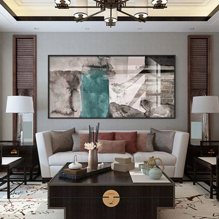 Urban Abstract Grey Green Large Size Wall Art Fine Art Canvas Print Picture For City Apartment Living Room Dining Room Home & Office Decor | Skanto