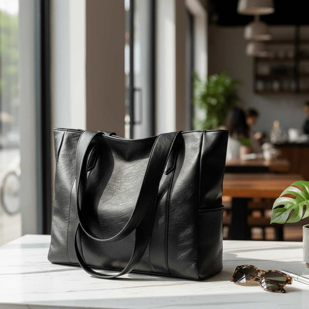 Elegante Schultertasche aus Leder im Retro-Stil mit glatter Oberfläche
