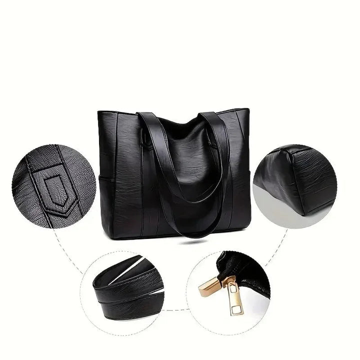 Elegante Schultertasche aus Leder im Retro-Stil mit glatter Oberfläche
