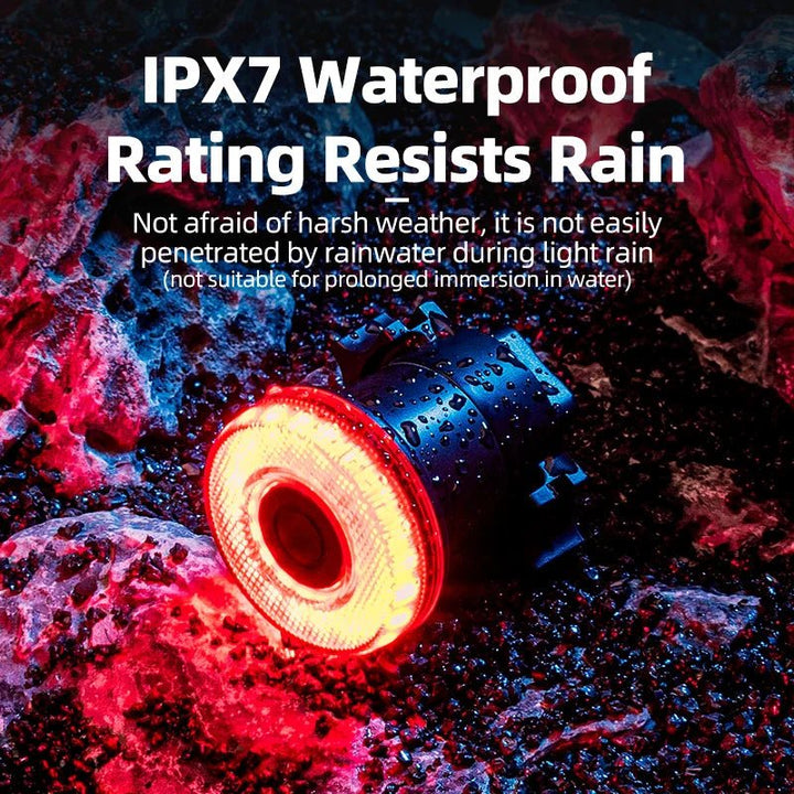 Skanto | Intelligent, USB-C oppladbart sykkel baklys med IPX6 vanntett beskyttelse og 300° synlighet