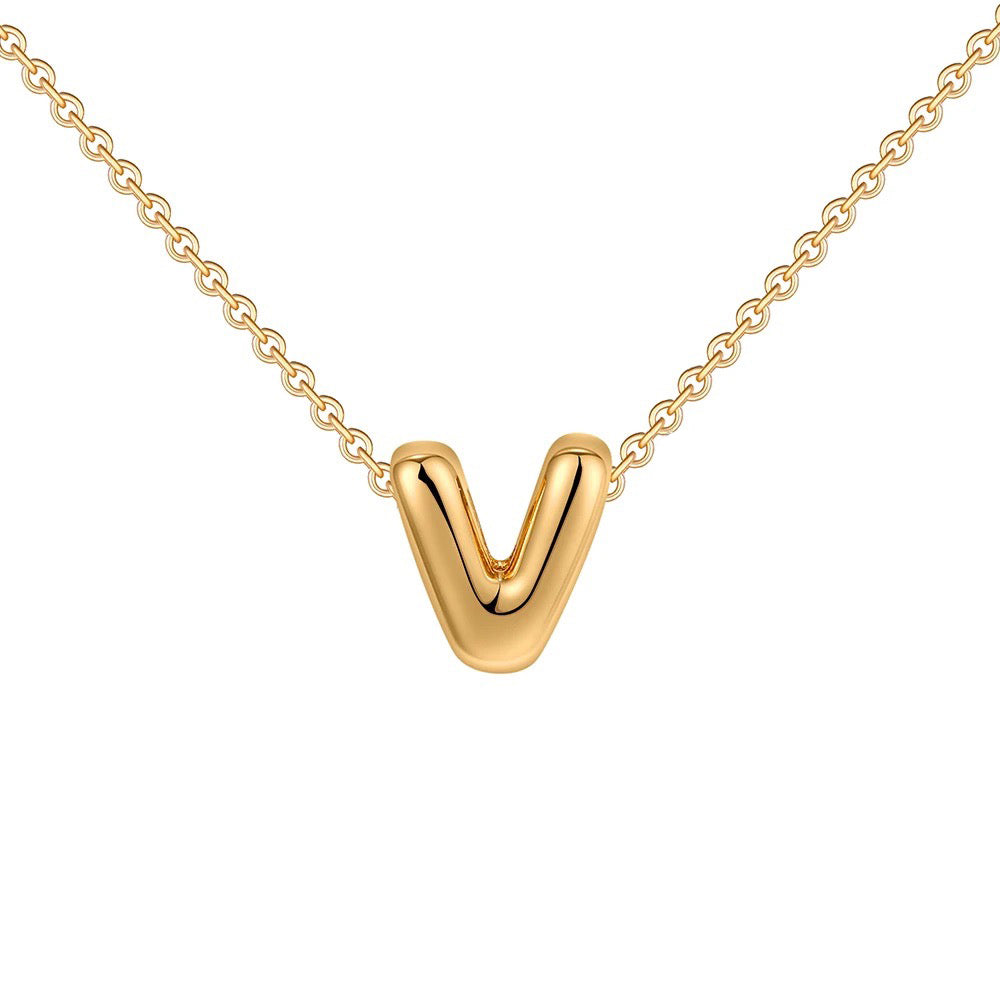 Skanto | Dainty Bubble Letter Initial Necklace