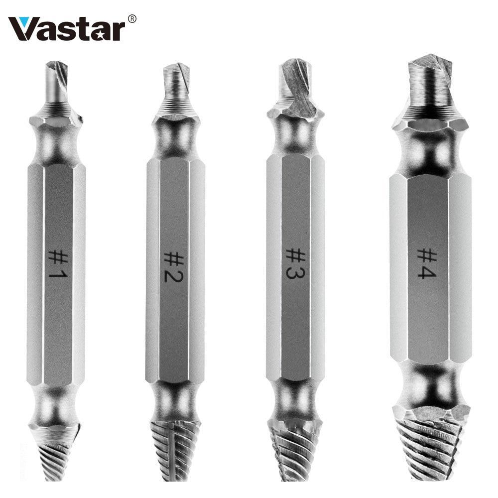 Skanto | Fin 4-pakning Skadet Skruextractor Bore Bits Guide Sett Ødelagt Speed Out Easy out Bolt Stud Strippet Skrue Fjerner Verktøy