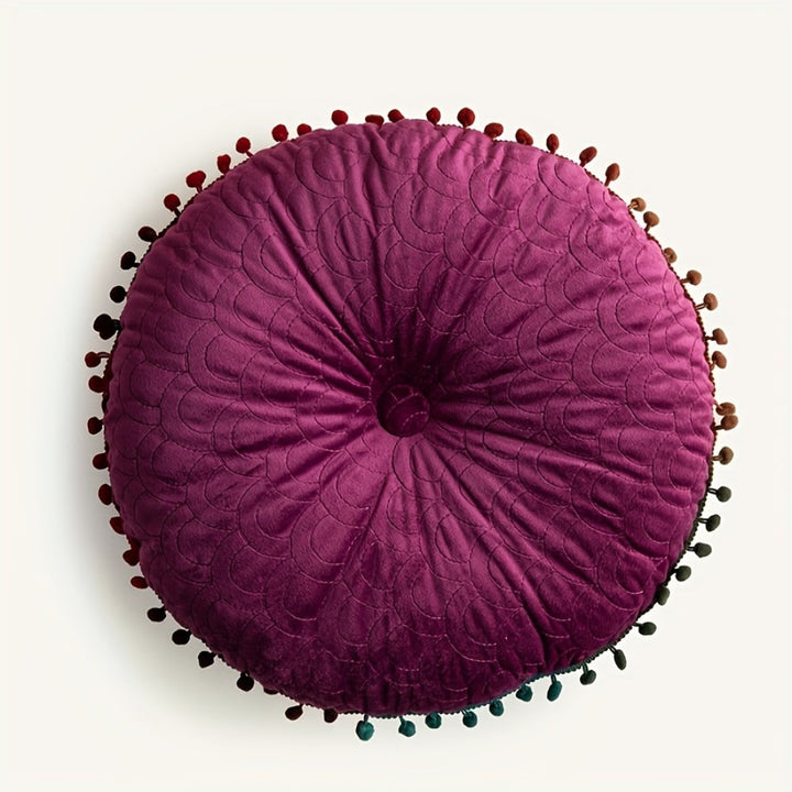 Skanto | Veloura Rund Vintage Kviltet Ottoman Putepad