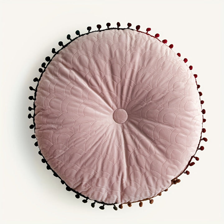 Skanto | Veloura Rund Vintage Kviltet Ottoman Putepad